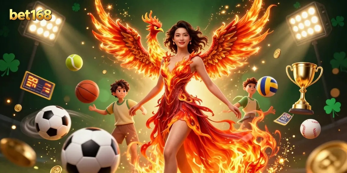Experience thrilling sports betting action with bet168 and dynamic 3D characters in a vibrant casino atmosphere.