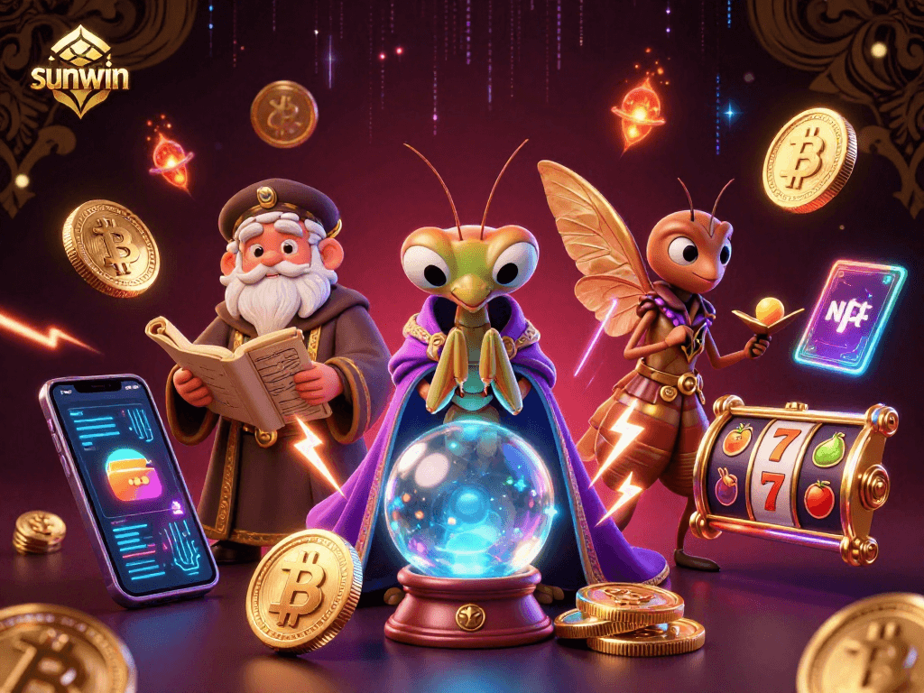 Engage in thrilling wins with sunwin at this vibrant casino scene filled with slot reels.