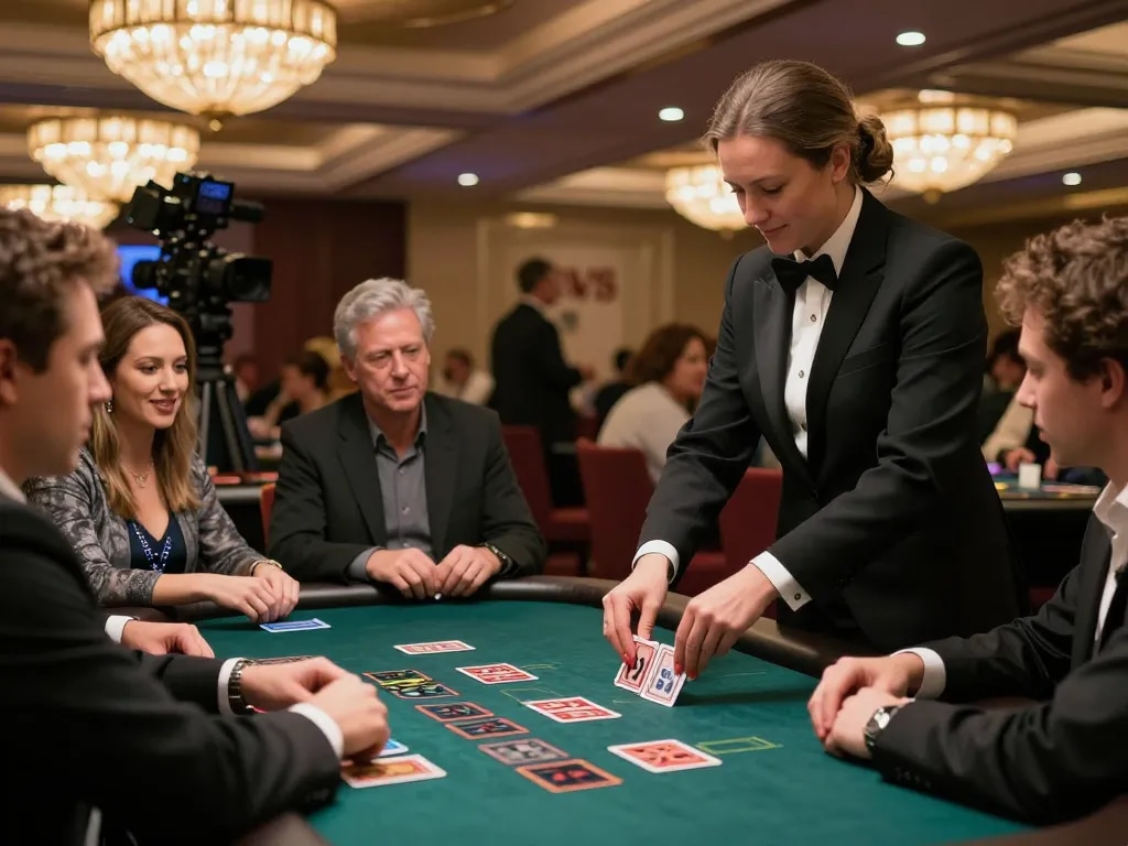 Players engaging in blackjack at DW8's live dealer table, showcasing excitement and strategy in action.