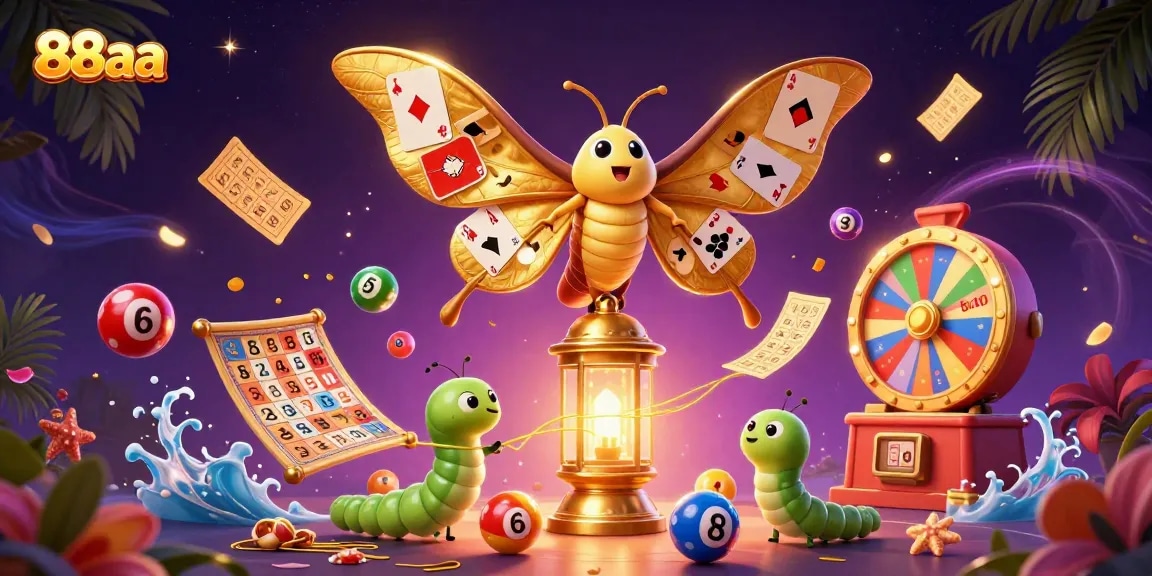 Engage with 88aa at a vibrant casino featuring colorful games and golden elements.