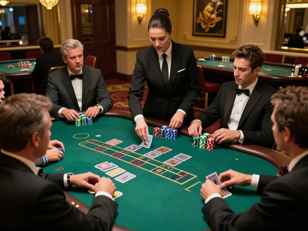 Players at a live blackjack table at xx88 casino eagerly placing bets and strategizing.