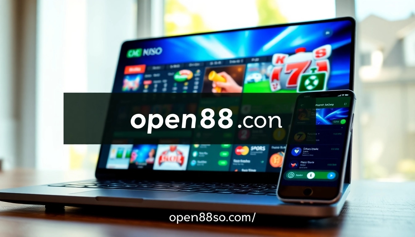 Explore online gaming at https://open88seo.com/ with a vibrant user interface showcasing casino games and sports betting.