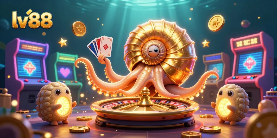 Experience the excitement of lv88 with the ancient nautilus and casino elements in 3D illustration.