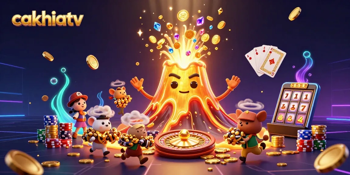 Cakhiatv brings thrilling online gambling experiences with vibrant gold coins and casino elements.