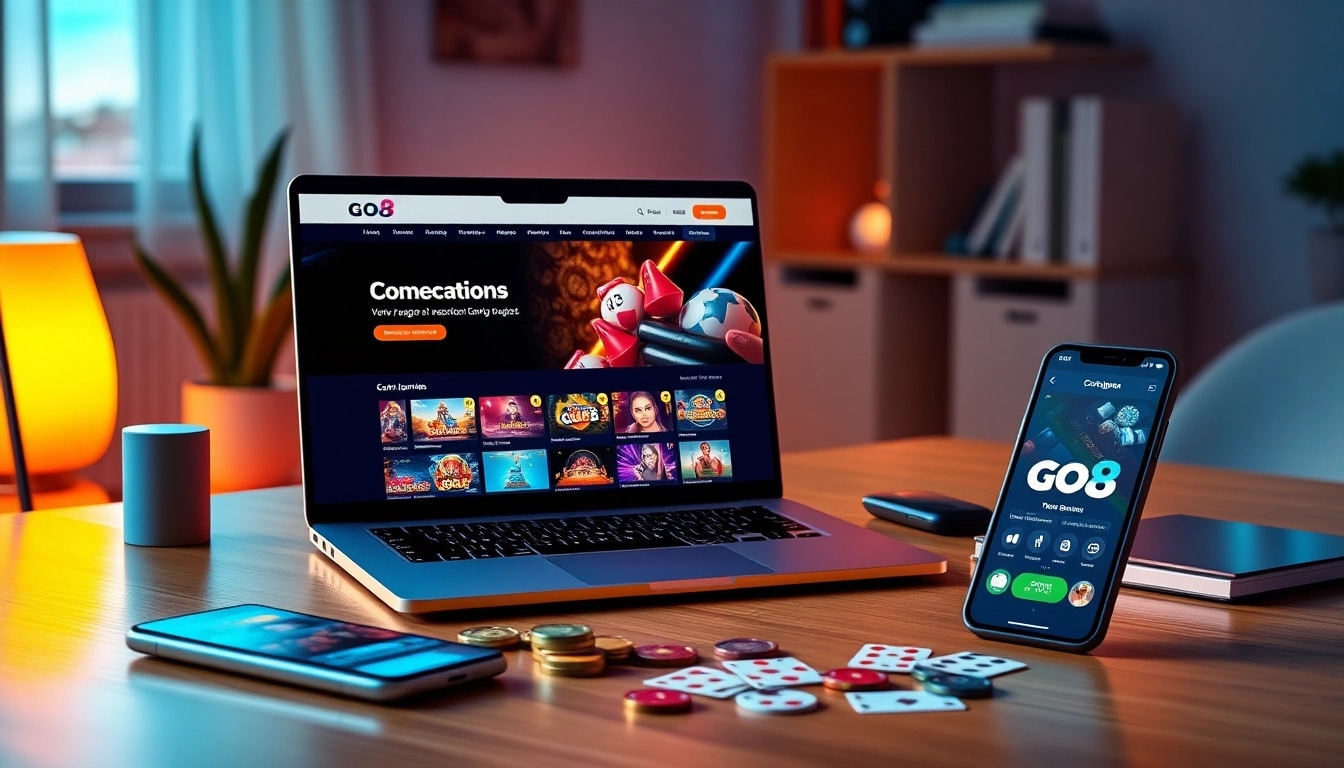Engaging visual of the GO8 homepage showcasing online gambling options.
