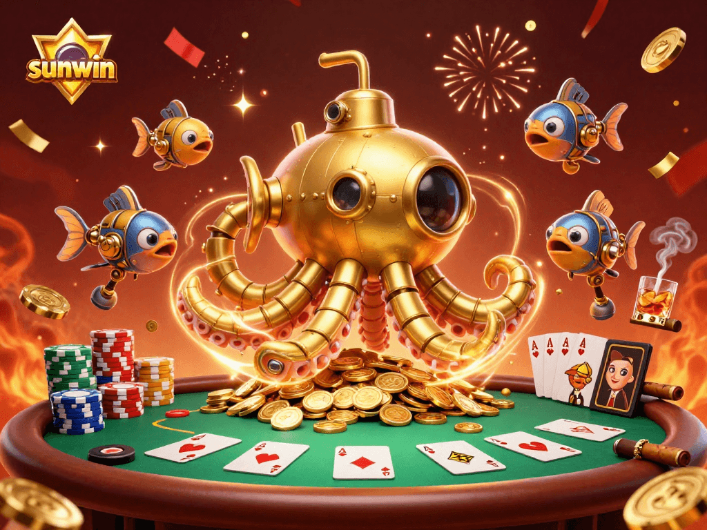 Experience sunwin action with detailed casino character illustrations and vibrant gaming elements.