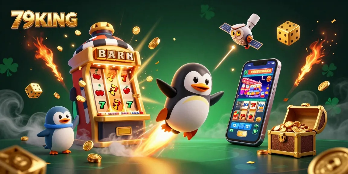 Play exciting games with 79KING as golden penguins soar through cosmic slots.