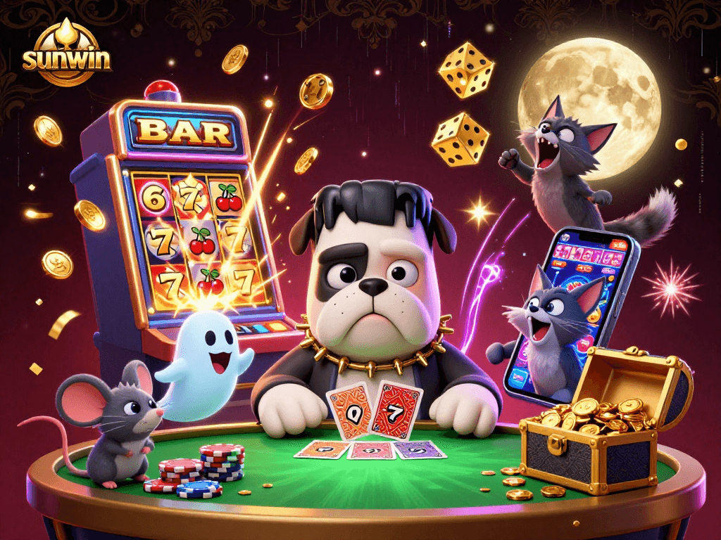 Experience the thrill of sunwin gaming with bold characters and dynamic casino elements.