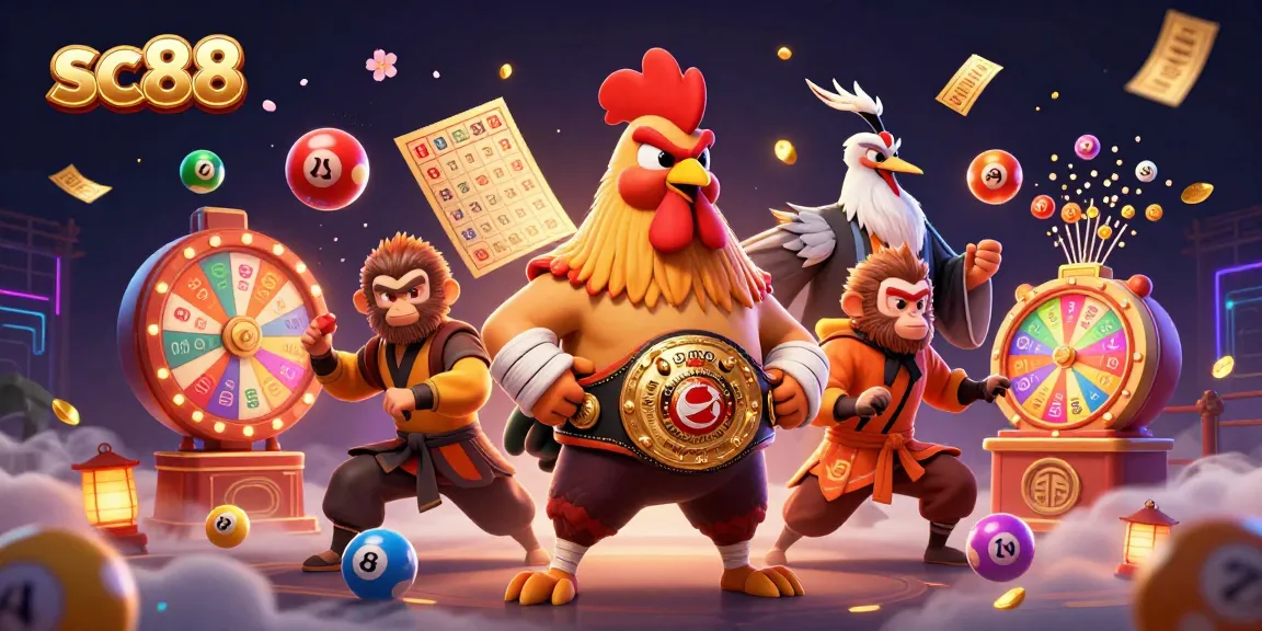 Engage in thrilling gameplay at sc88, showcasing lottery balls, vibrant prizes, and dynamic casino action.