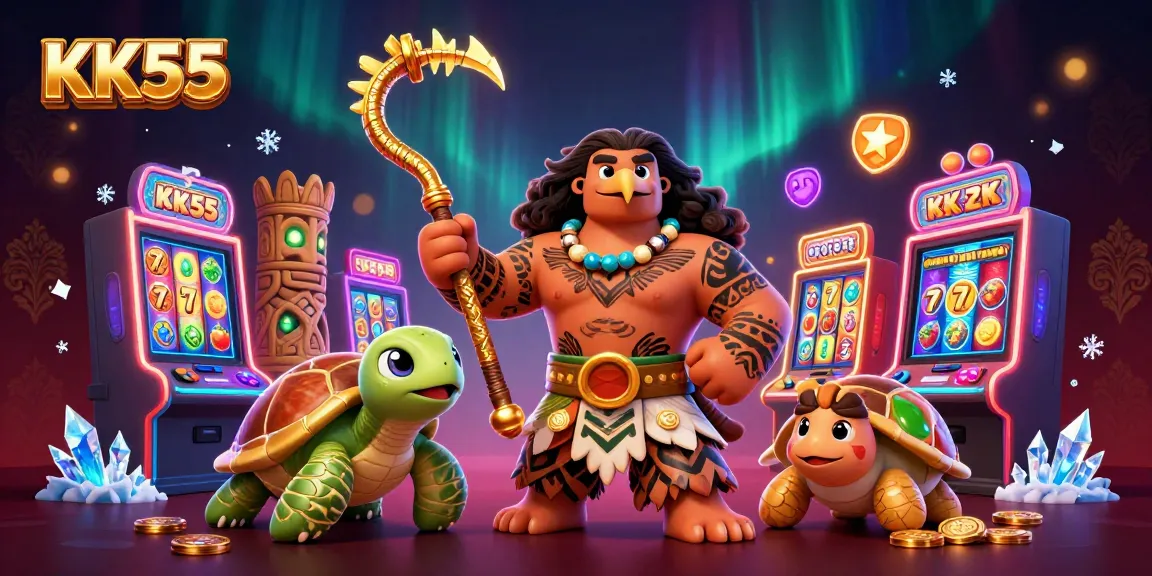 KK55 players emphasize their winning strategies with an engaging colorful slot game scene.
