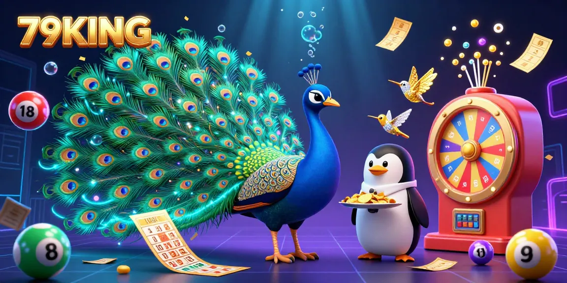 Spin the reels with 79KING's vibrant 3D casino illustration, filled with dynamic game elements.