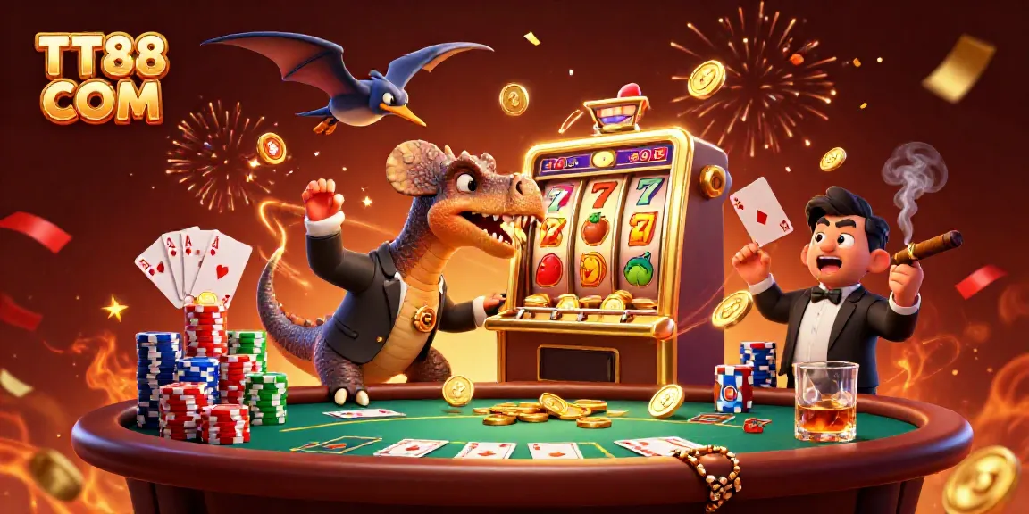 Watch the TT88 COM pachycephalosaurus headbutt the slot machine in dynamic casino action.