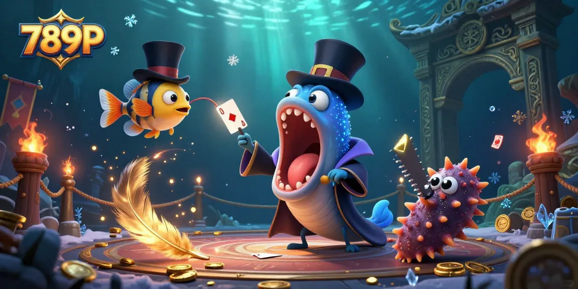 789P showcases a dazzling underwater casino scene with a magical eel performing tricks surrounded by coins.