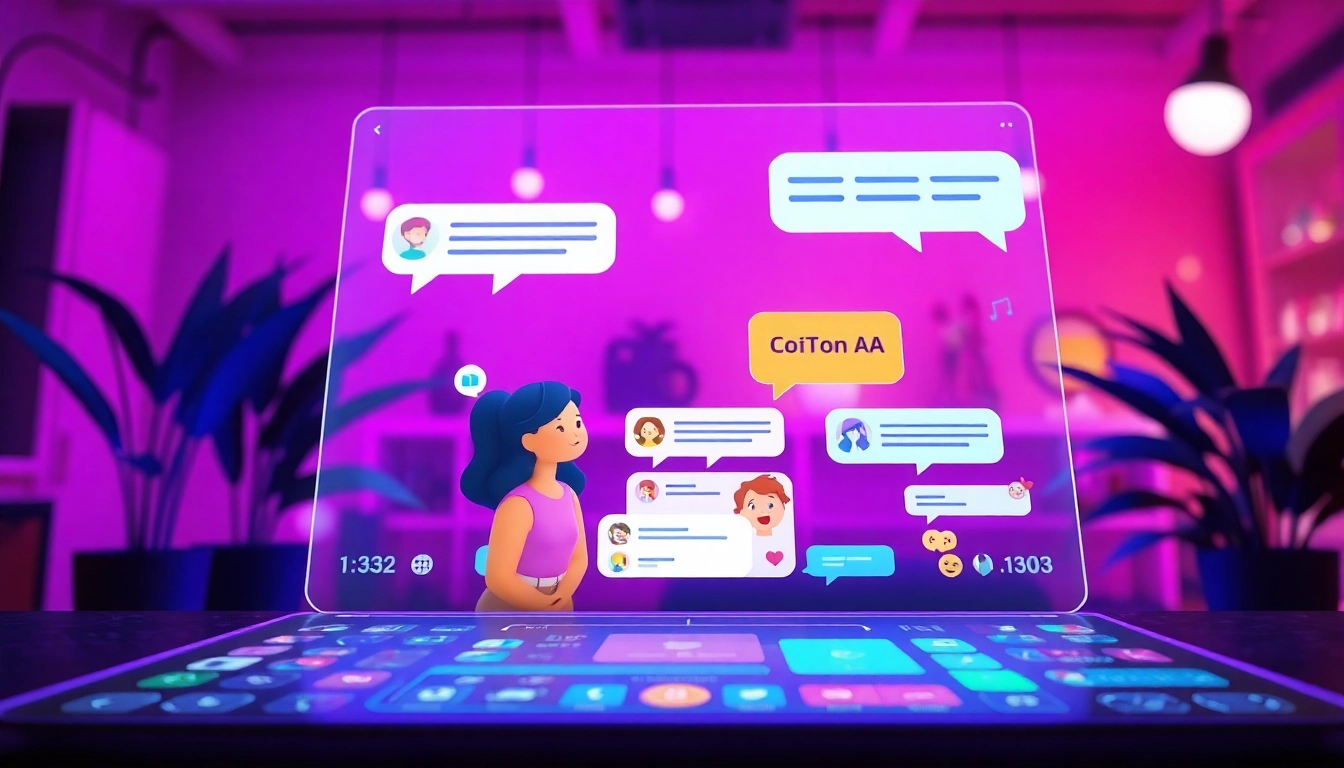 Engaging chat interface showcasing CrushOn AI's vibrant animated characters in a lively conversation.