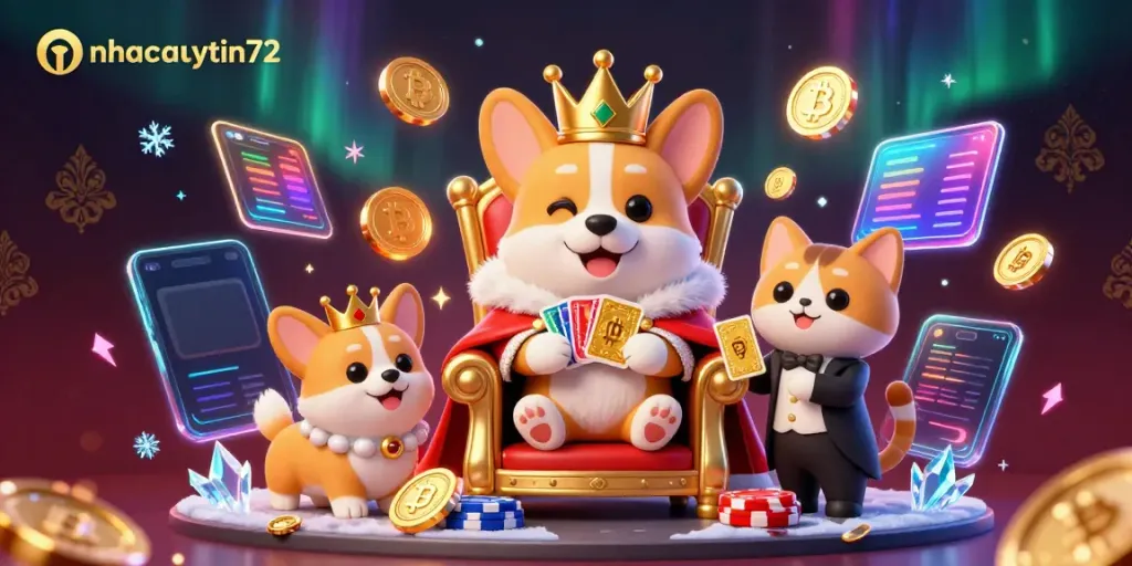 Engage with the exciting world of nhacaiuytin72 featuring royal corgis and crypto elements.