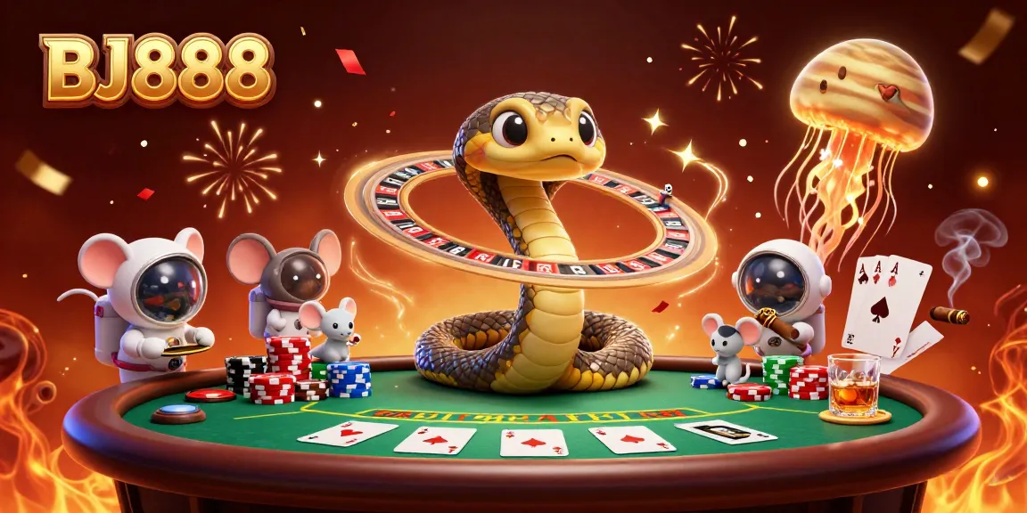 Experience the excitement of BJ888 with astronaut mice gambling on a cosmic roulette!