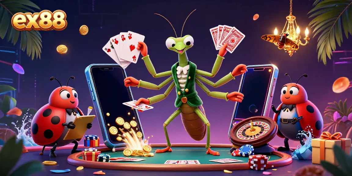 Experience thrilling gameplay at ex88 with an enchanting casino scene showcasing unique characters and vibrant game elements.