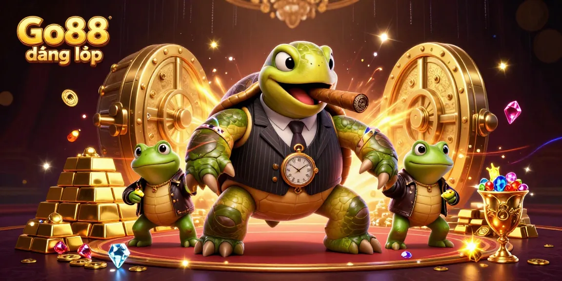 Engage with Go88 đăng nhập as a giant treasure vault bursts with riches amidst a vibrant casino scene.