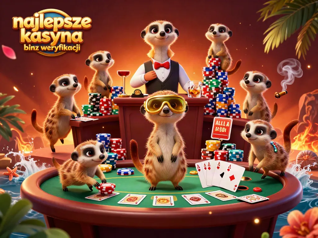 Experience the excitement of najlepsze kasyna bez weryfikacji with meerkats running a vibrant casino scene.