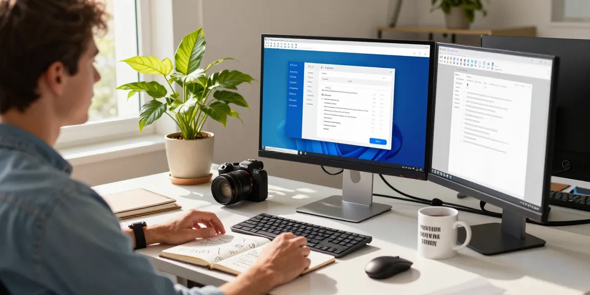 Efficient workspace with WPS Download setup on desktop computer, highlighting productivity tools and a vibrant atmosphere.