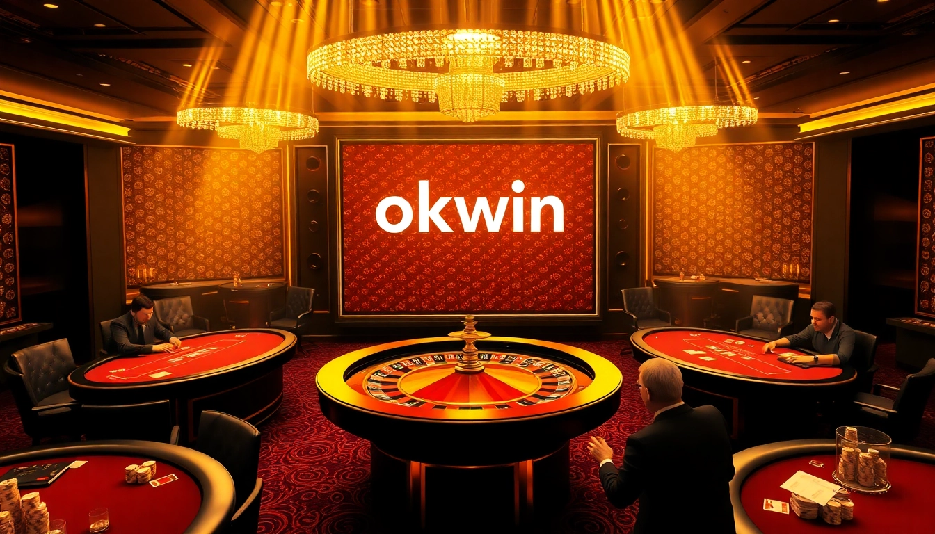 Experience the thrill of gambling with okwin as players engage at luxurious casino tables.