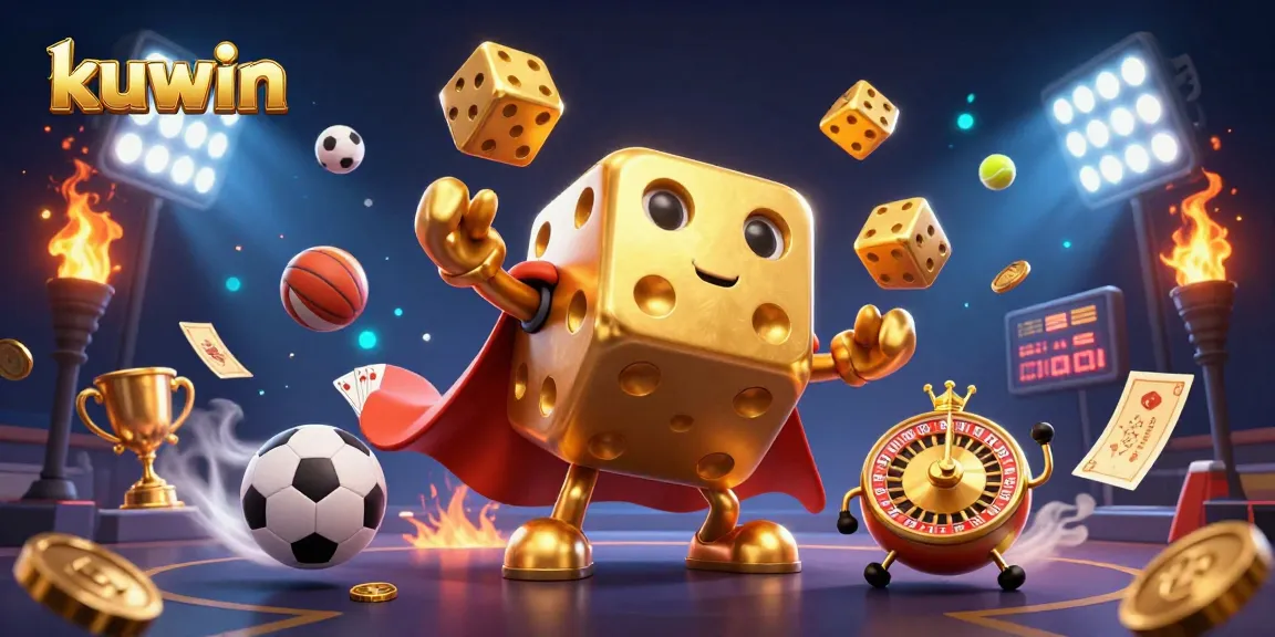 kuwin delivers thrilling sports betting action featuring a lively atmosphere with dice and sports balls.