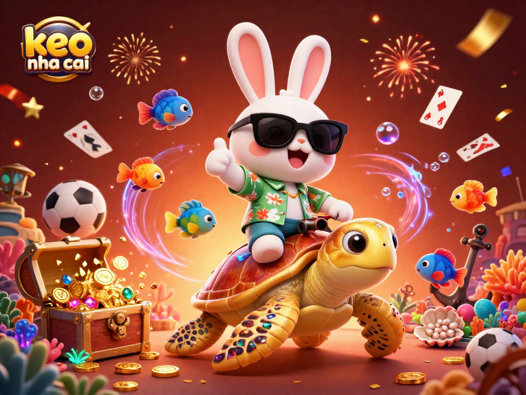 Engage with keo nha cai in this vibrant 3D scene featuring sports betting elements and cheerful characters.