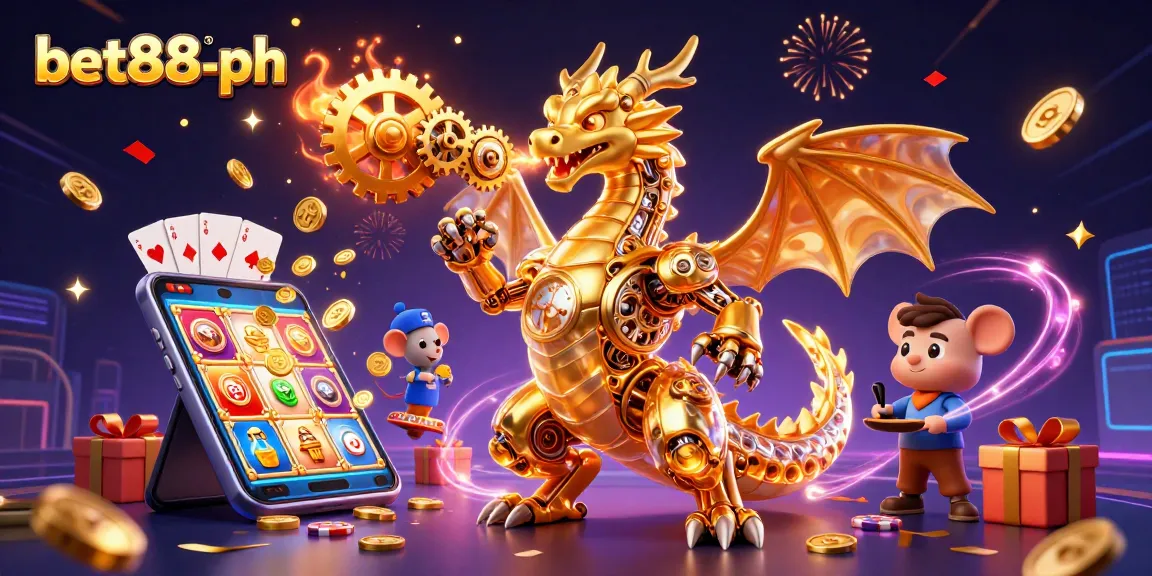 Bet88-ph showcases a vibrant 3D casino scene with dynamic gaming elements engaging players.