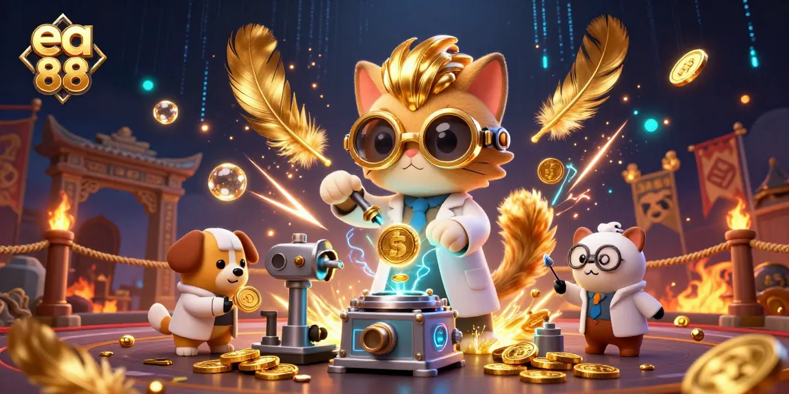 Engage with thrilling action at ea 88 in a vibrant cartoon casino scene filled with gold coins.