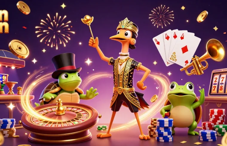 Experience thrilling gameplay at Sun win with a 3D casino scene packed with exciting elements.