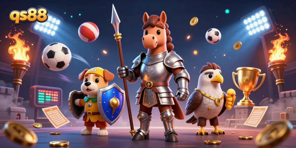 Experience thrilling gaming adventures with qs88's dynamic casino scene featuring captivating characters and vibrant sports elements.