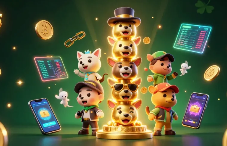 Engage with thrilling betting experiences at kk5, featuring animated totem poles and glowing cryptocurrency elements.