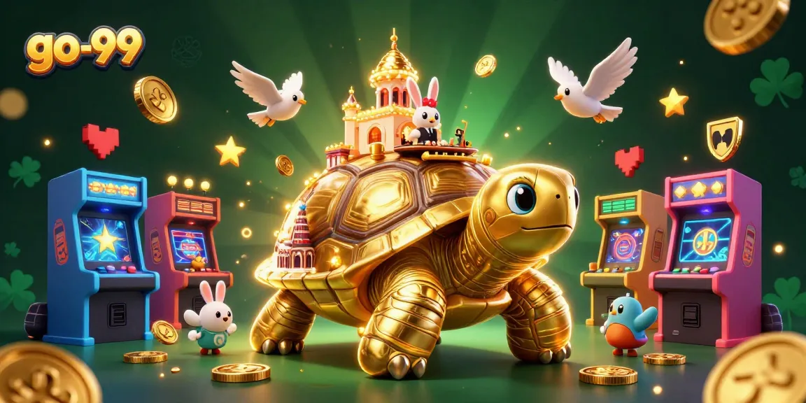 Experience gaming at go-99 with a 3D illustration of fun casino activities and vibrant characters.