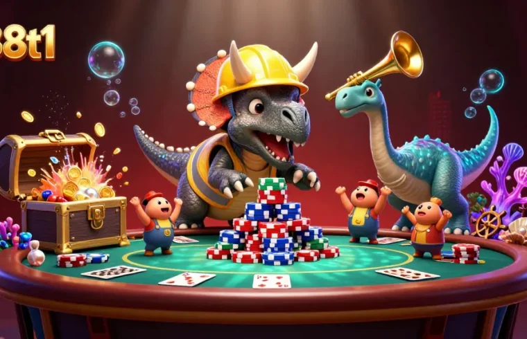 Engage with exciting poker games at lv88t1 with vibrant 3D characters and lively scenes of gambling action.