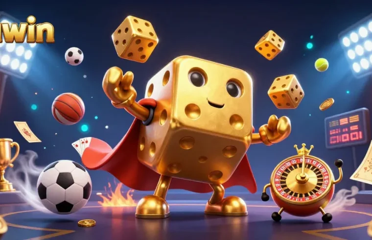 kuwin delivers thrilling sports betting action featuring a lively atmosphere with dice and sports balls.