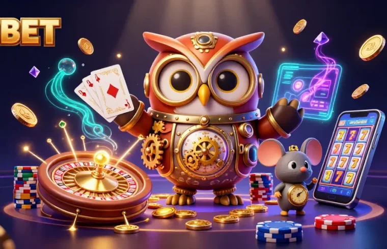 Experience F8BET's thrilling gaming world with vibrant characters and dynamic casino elements.