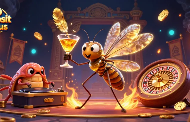 Experience thrilling no deposit bonus adventures with engaging casino characters in a vibrant 3D scene.