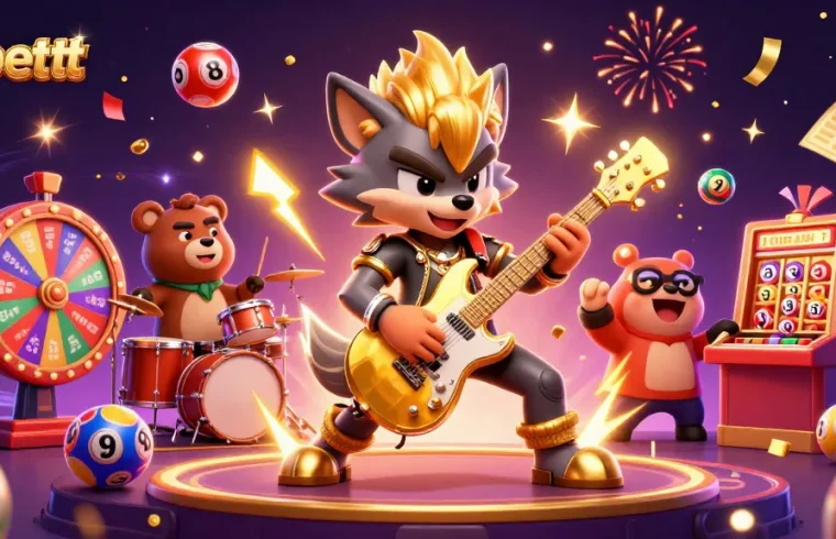 Join the excitement of f8bettt with a thrilling 3D casino stage showcasing dynamic lottery elements and vibrant energy.